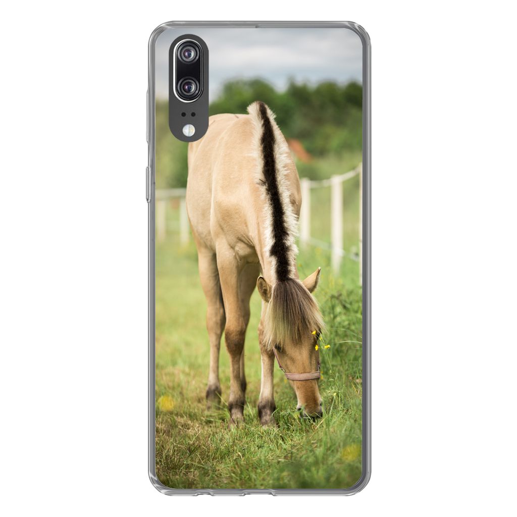 MuchoWow Handyhülle Schutzhülle Hülle für Huawei P20 Porträt eines Fjordpferdes auf einer Wiese Silikon Softcase Handy Hülle - Hardcover