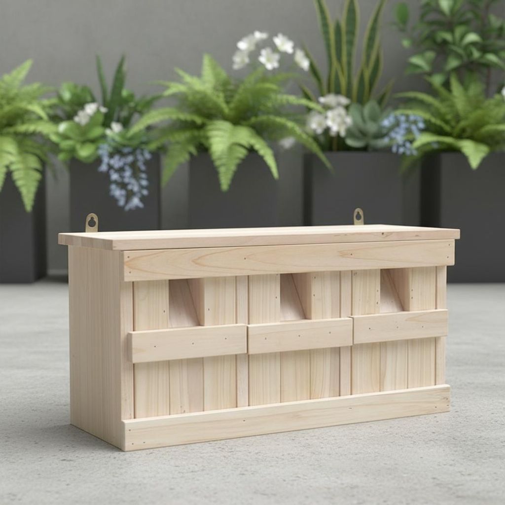 Nistkasten Vogelhaus Nisthöhle mit 3 Nistkammern Spatzenhaus Spatzenvilla Holz