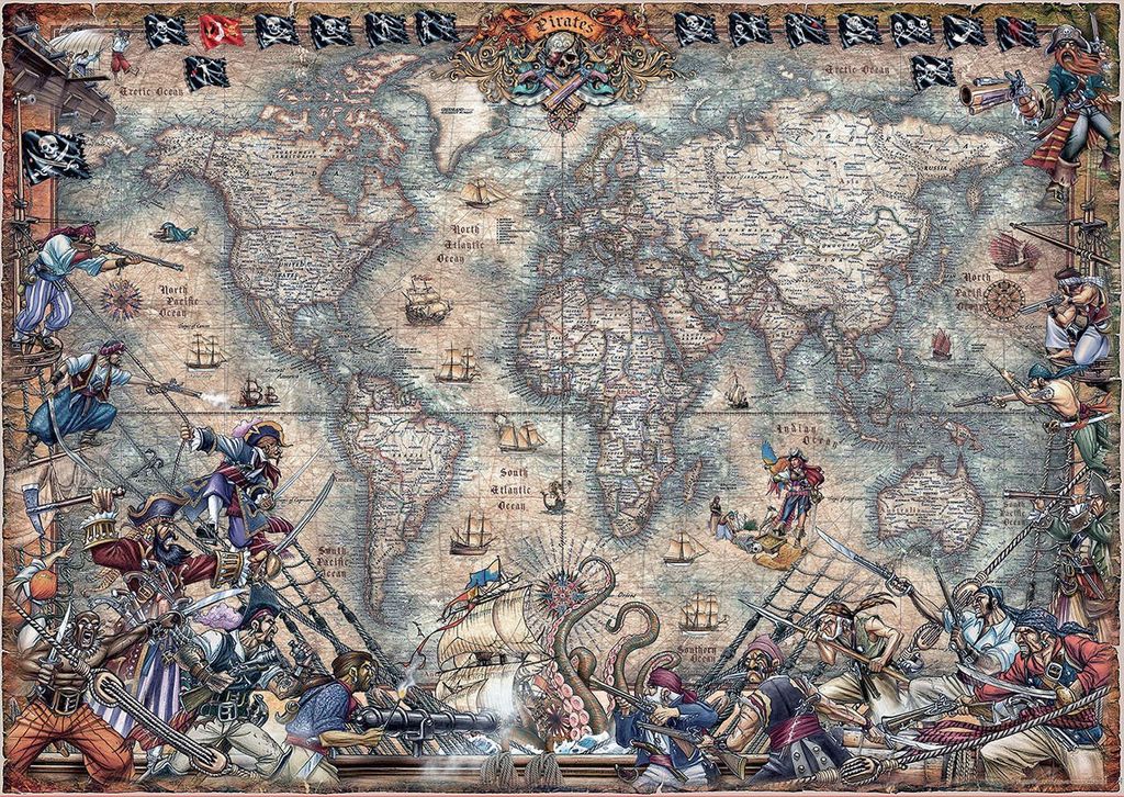 EDUCA Puzzle Pirátská mapa 2000 dílků Obrázok produktu 