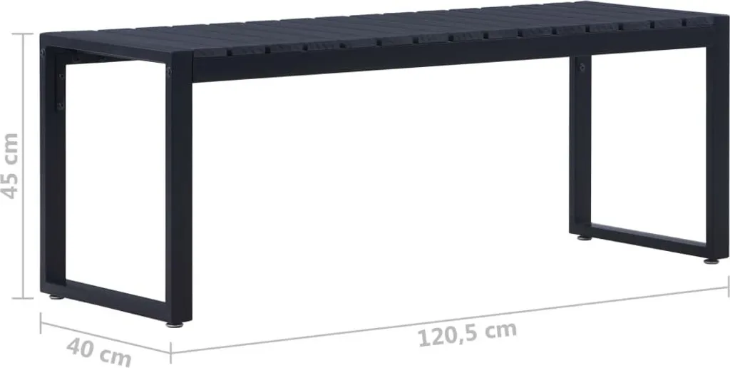 Panchina da giardino 120,5 cm PS top nero - 4