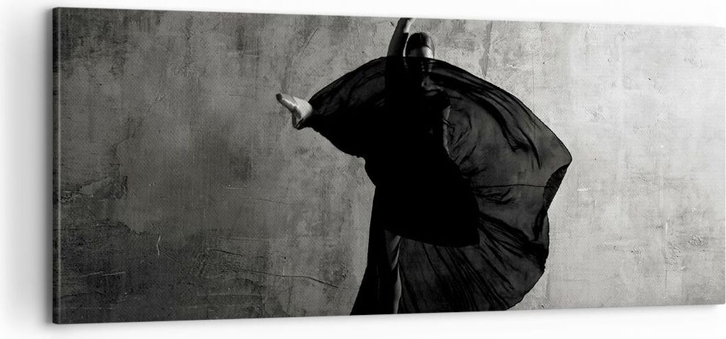 Bild auf Leinwand - Leinwandbild - Einteilig - Tanz Schwarz Kleid - 100x40cm - Wand Bild - Wanddeko - Wandbilder - Leinwanddruck - Bilder - Wanddek...