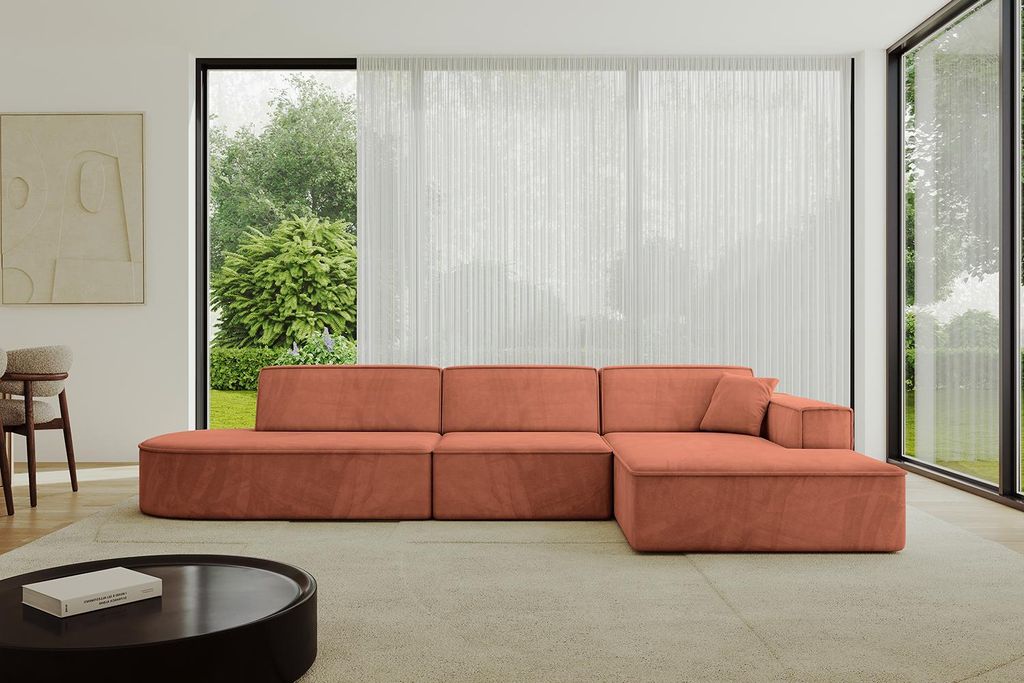 ALTDECOR Ecksofa in L-Form IREA-L2-v4 327x165x77 cm Apricot Corner Sofa Eckcouch Couch Wohnlandschaft Cauchsofa