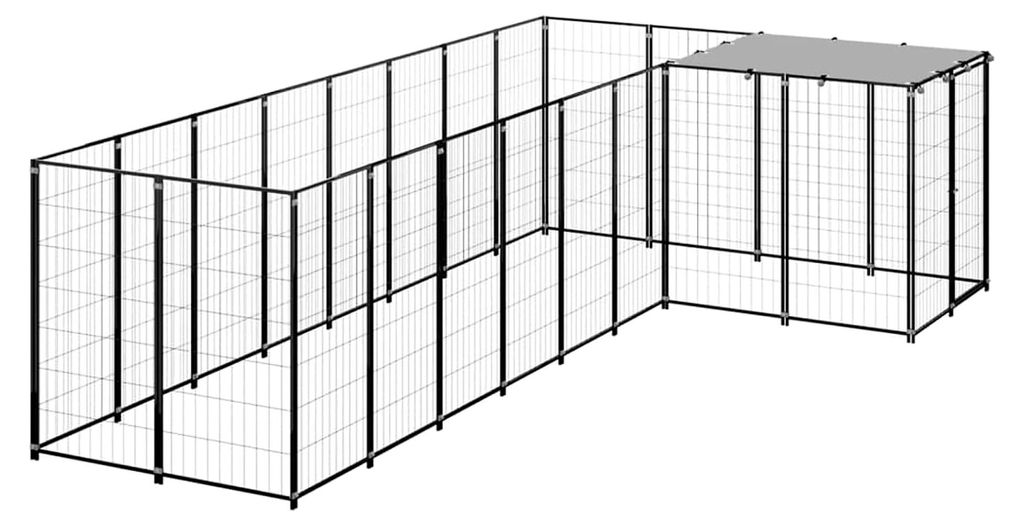 Hundezwinger Schwarz 6,05 m² Stahl Heimtierbedarf