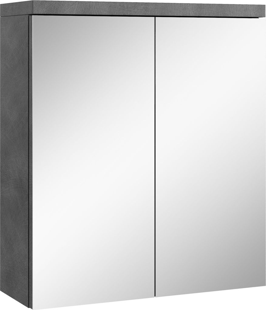 Badplaats Spiegelschrank Toledo 60 x 60 cm Dunkel Grau - Badezimmerschrank mit Spiegel und 2 Türen