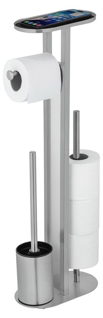 Stand WC Garnitur Ablage Orea 4 in 1 matt silber 23x13x70cm Produktbild 