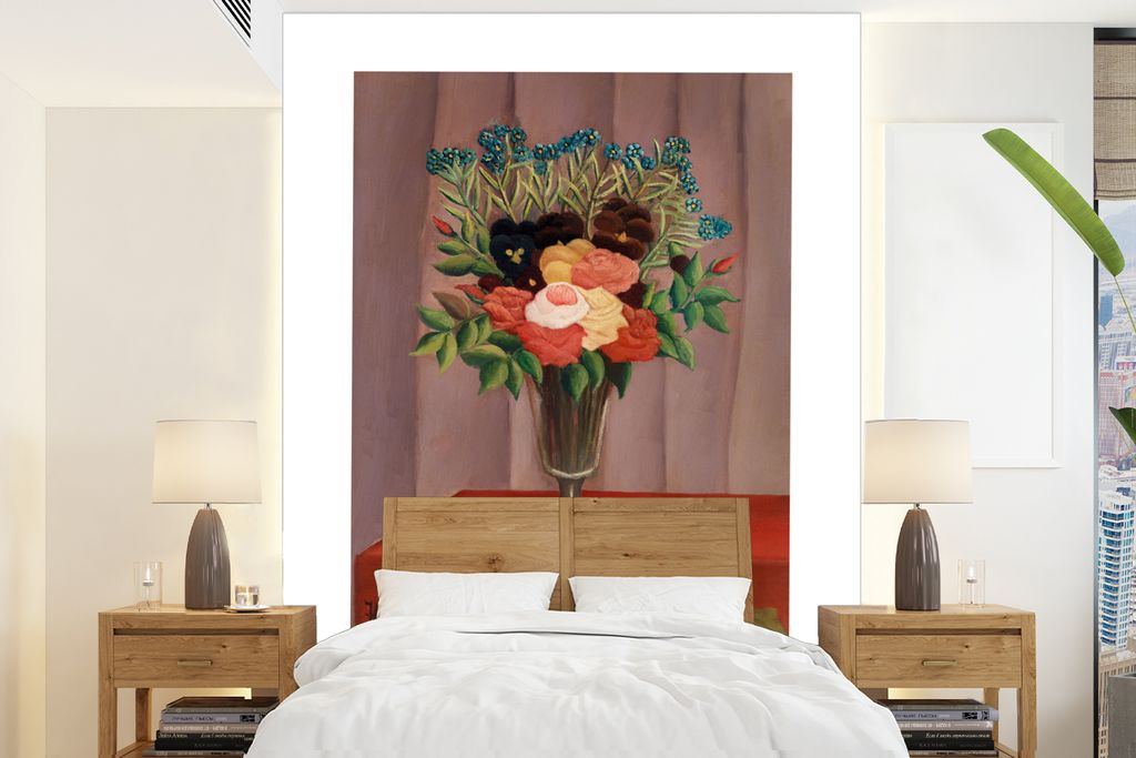 MuchoWow Fototapete für Wohnzimmer oder Schlafzimmer Wandtapete Vinyl Motivtapete Blumen - Pflanzen - Vintage - Rousseau - Alte Meister - 190x26...