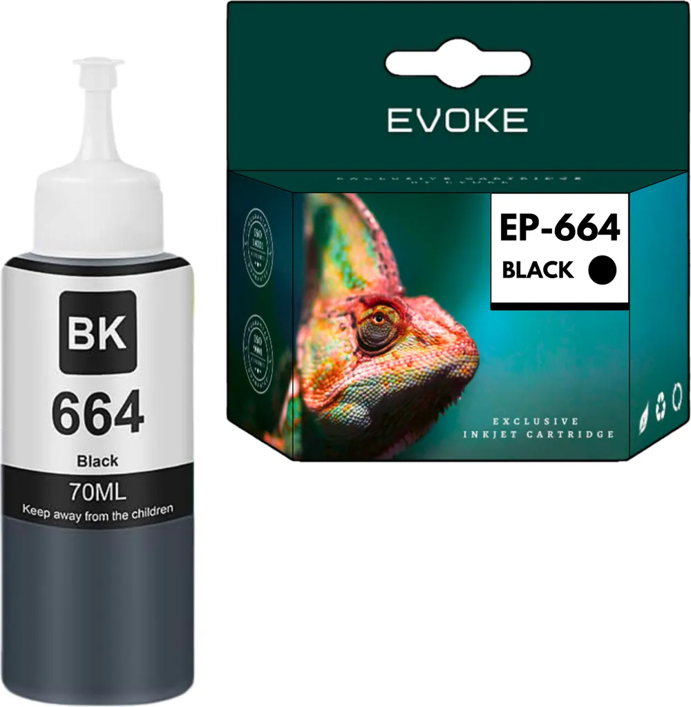 Inchiostro Epson 664 Nero XL T6641 per EcoTank L3050 L3060 - 70ml