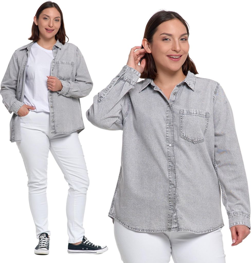 Lockeres Jeanshemd Damen ungeknöpft Modisch 100% Baumwolle Klassisch MORAJ XXL