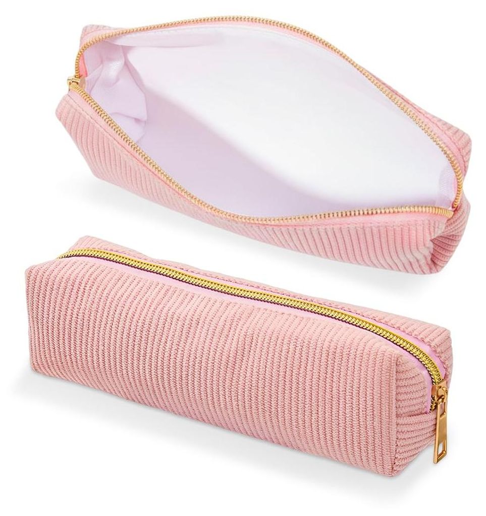 Federmäppchen aus Cord, Schul-Federmäppchen mit Reißverschluss, Stifteetui, Büro-Federmäppchen, Kosmetiktasche – Rosa