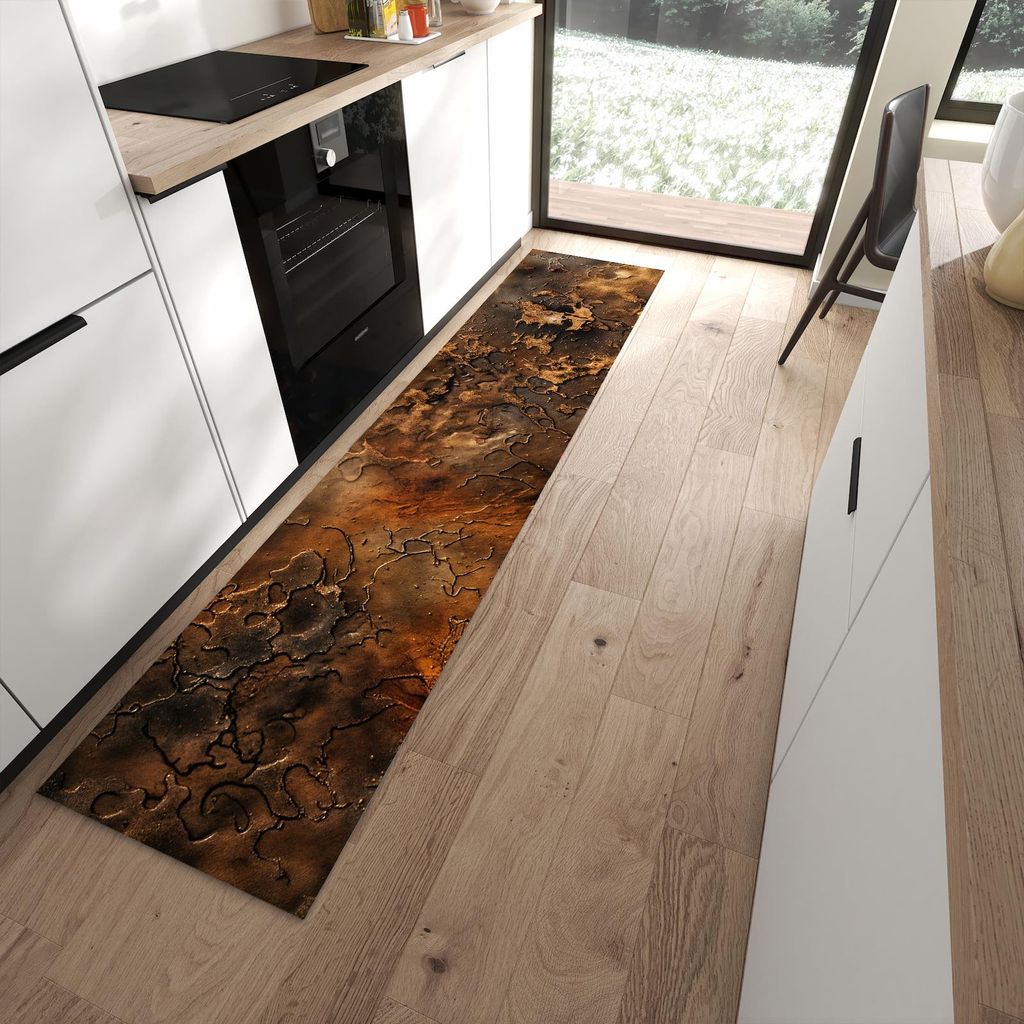 Küchenteppich 60x270cm rutschfest & abwischbar PVC Läufer - Abstrakte Erde