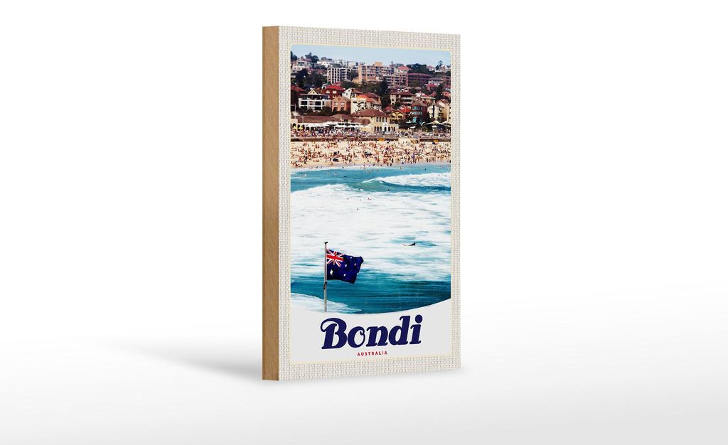 Holzschild Reise 12x18 cm Bondi Australien Urlaub Strand Dekoration