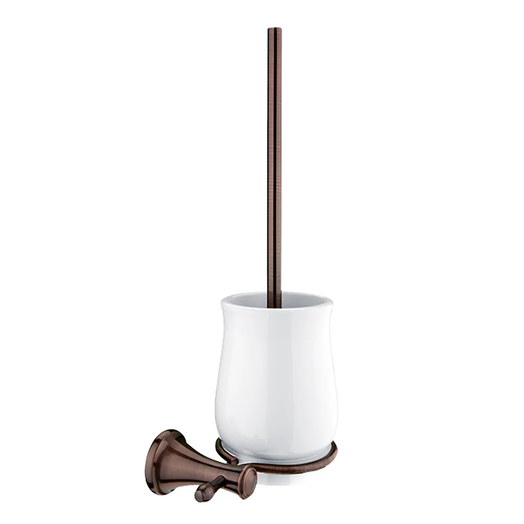 Brosse de Toilettes Murale Lada Blanc et Cuivre Design avec Support Nimco