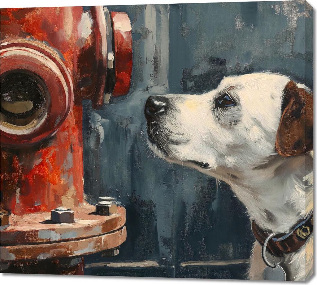 Bild 100x90cm Kumpel am Hydranten