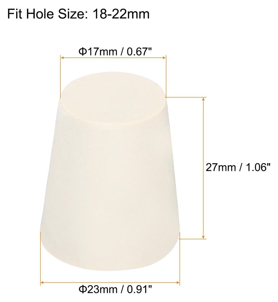 18Stk Gummi Konisch Stecker 17mm bis 23mm Solid Test Rohre St?psel Stopfen Wei? fš¹r Lab Haus