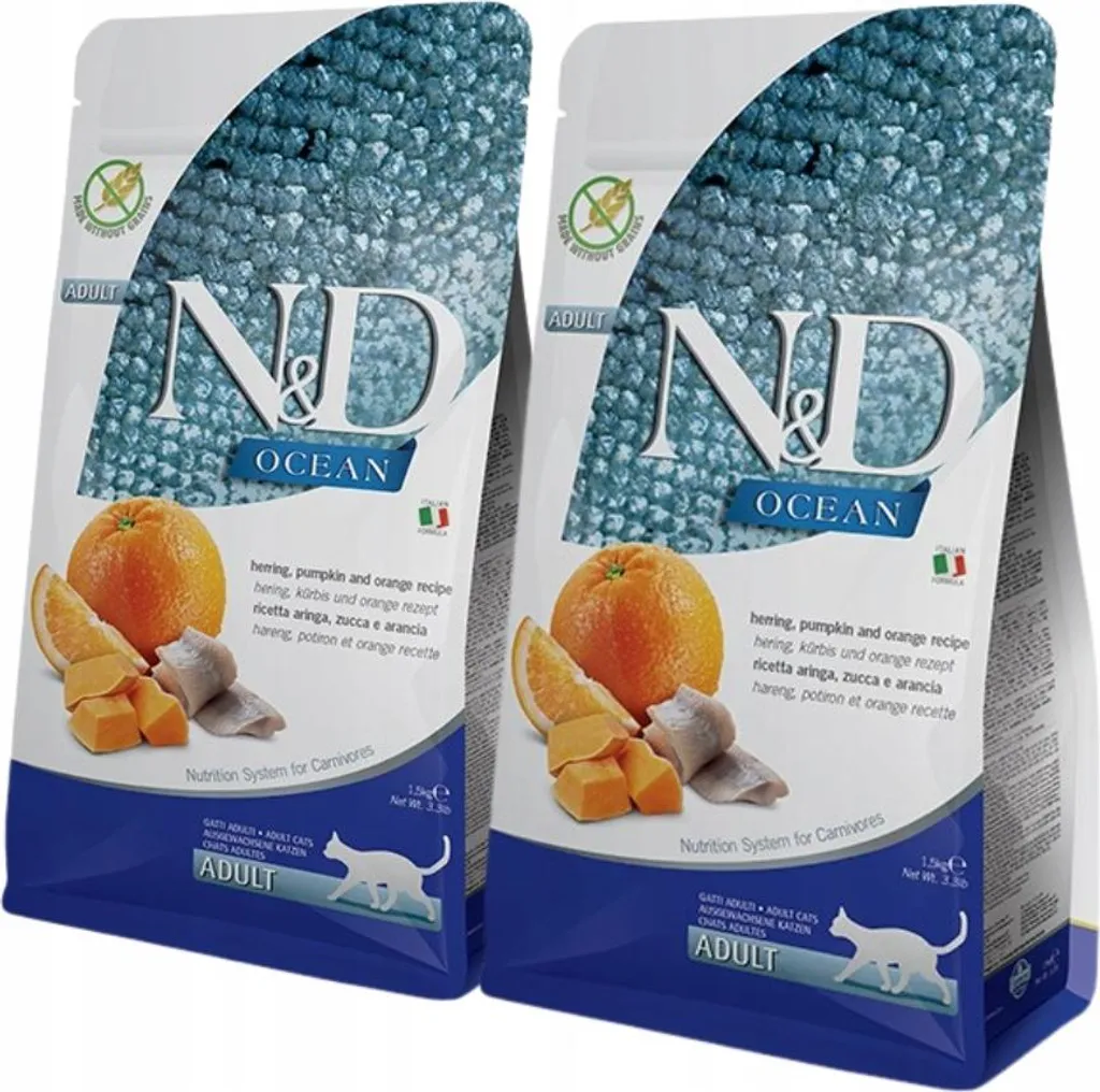Farmina N&D Croquettes Riche en Hareng et Citrouille pour Chat 1,5 kg