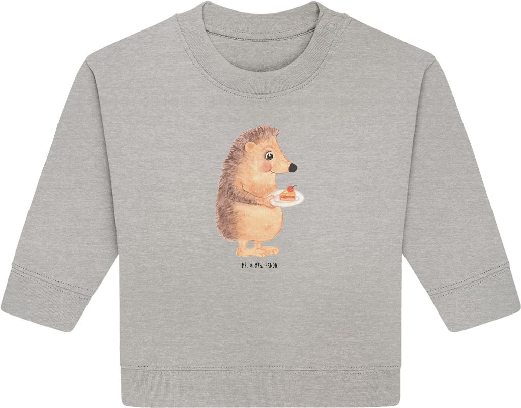 Mr. & Mrs. Panda Organic Baby Pullover Igel Kuchenstück 24. - 36. Monat - Heather Grey - Geschenk, Essen Spruch, Kuchen, Geburtstagskuchen, Lustig...