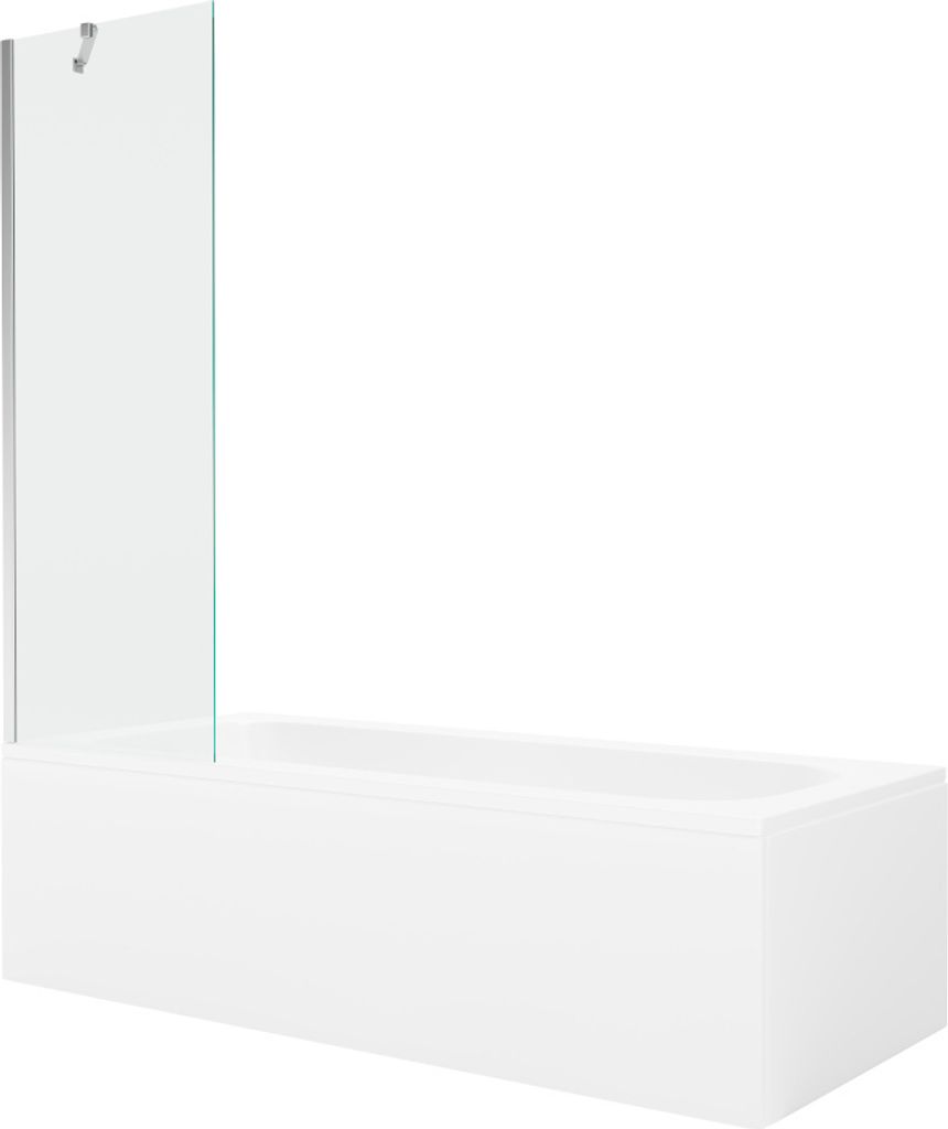 Mexen Vega rechteckige Badewanne 170 x 70 cm mit Verkleidung und 1-flügliger Duschabtrennung 60 cm, transparent, chrom - 5501170