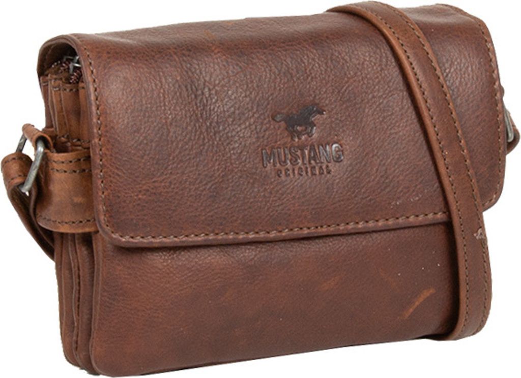 MUSTANG Leder Umhängetasche Catania Crossbody Brown braun