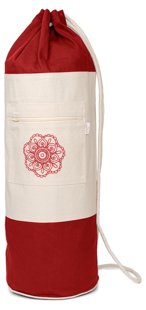 yogabox Yogatasche SURYA Bag 2 farbig für Schurwollmatten - bordeaux / natur 75 x 25 x 25 cm