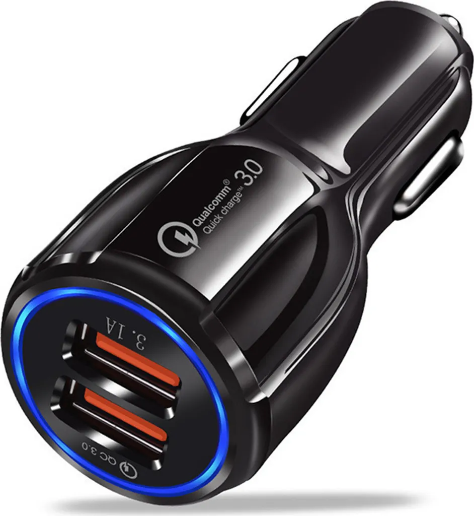Adattatore Auto Doppia Ricarica Rapida QC3.0 12v 24v Intelligente Nero