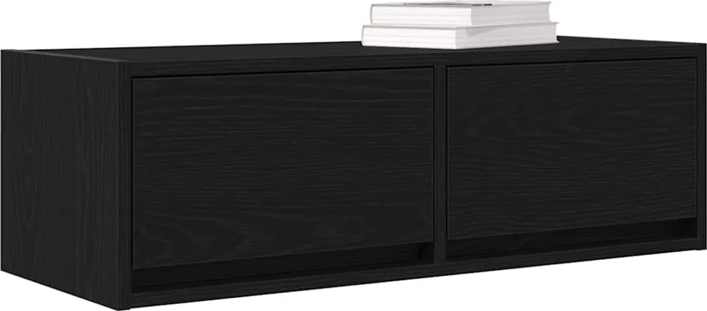 Mobili TV Rovere Nero 2 Pezzi 80cm | Set Parete Attrezzata Sospesa - 4