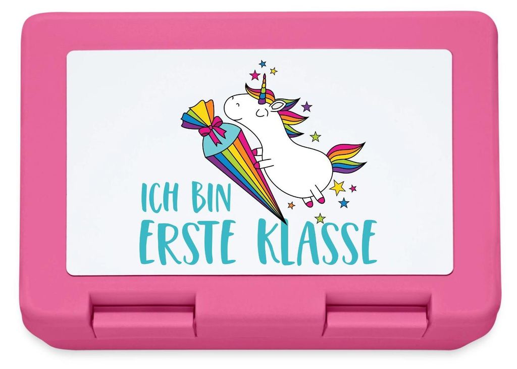 Spreadshirt Ich Bin Erste Klasse Einhorn Brotdose Lunchbox, One size, Pink