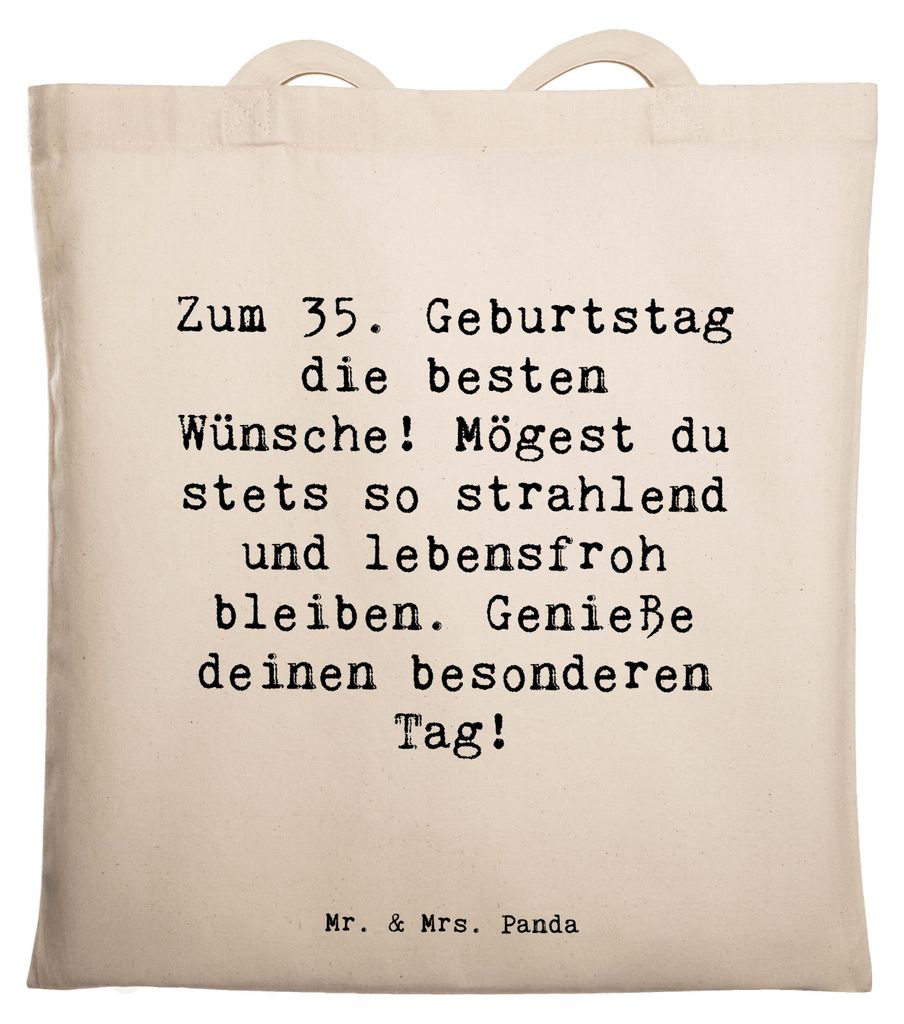 Mr. & Mrs. Panda Beutel Spruch 35. Geburtstag Glückwünsche - Transparent - Geschenk, lebensfroh, besondere Freude, Happy Birthday, Shopping Tasch...