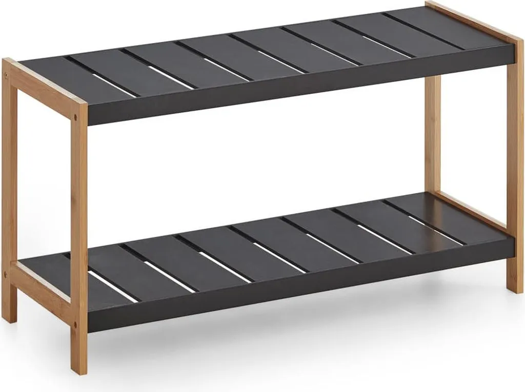 Karin Meuble à Chaussures 1 Étagère Noire en Bambou Naturel - 70 cm