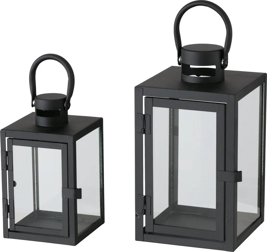 Lanterne Carrée Arana en Verre Clair et Métal Noir Finition Elégante