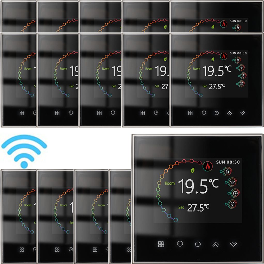 15X WiFi Digital LCD Thermostat, Woechentlich programmierbare Raumthermostat fuer 16A Elektroheizung, Touch-Steuerung/Mobile APP/Sprachsteuerung Fu...