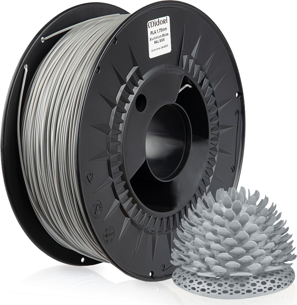 4 x MIDORI 3D Drucker 1,75mm PLA Filament 1kg Spule Rolle Premium Aluminium Weiß RAL9006