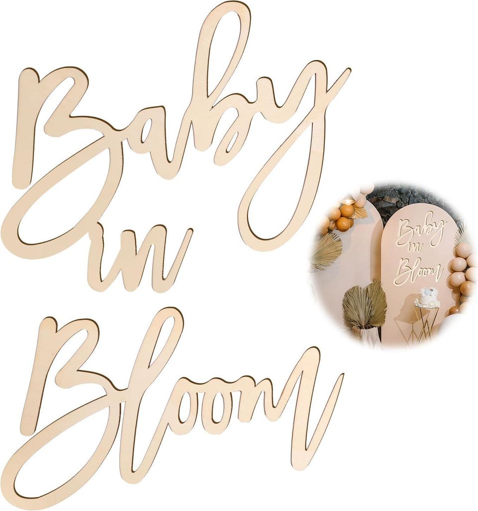 Baby in Bloom Holzschild | Baby Shower Festschild Junge/Mädchen | Geschlecht Enthüllen | Holzschild | Schwangerschaft Wanddekoration