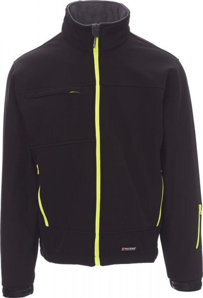 Herren Softshelljacke Zweifarbig "STORM" - Payper Schwarz/Neongelb XL