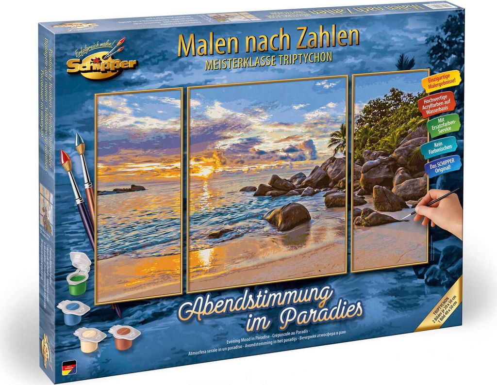 Schipper Malen nach Zahlen Master Class Triptychon 50x80cm Abendstimmung im Paradies 609260906