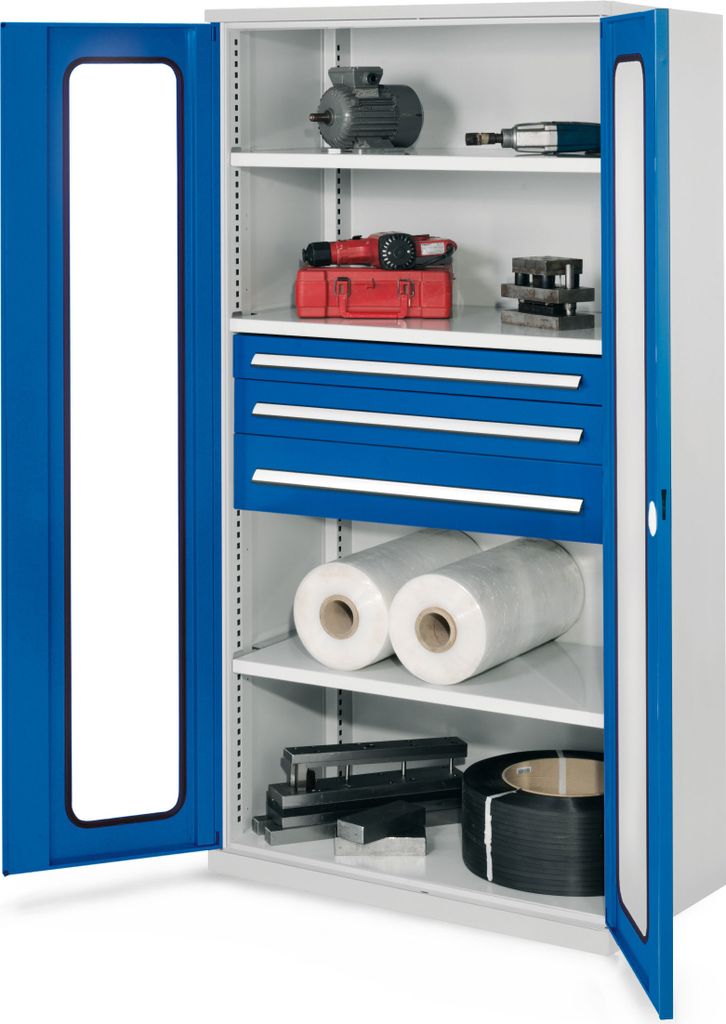 Kappes Schwerlastschränke ohne Mitteltrennwand 1950x1000x600mm Modell 46 Sichtfenstertüren enzianblau