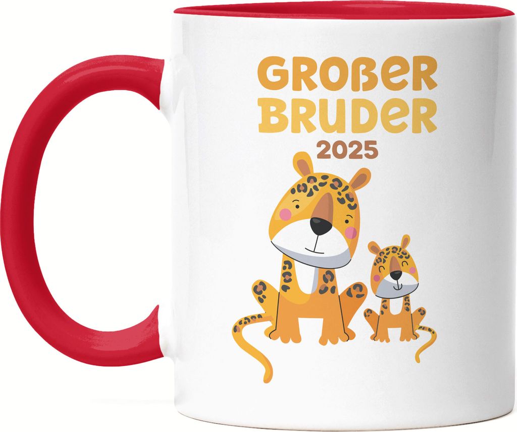 Großer Bruder 2025 Tasse Rot Löwen Liebe Bro Love Bruderliebe Family Geborgenheit Zusammenhalt Retter