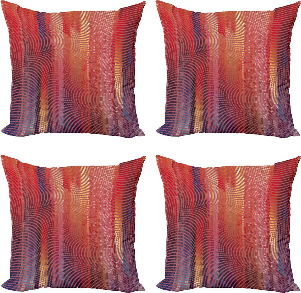 ABAKUHAUS Abstrakt Kissenbezug Set (4 Stück), Wellenförmige Mosaic Pixelated, Moderner Doppelseitiger Digitaldruck, 50 cm x 50 cm, Mehrfarbig