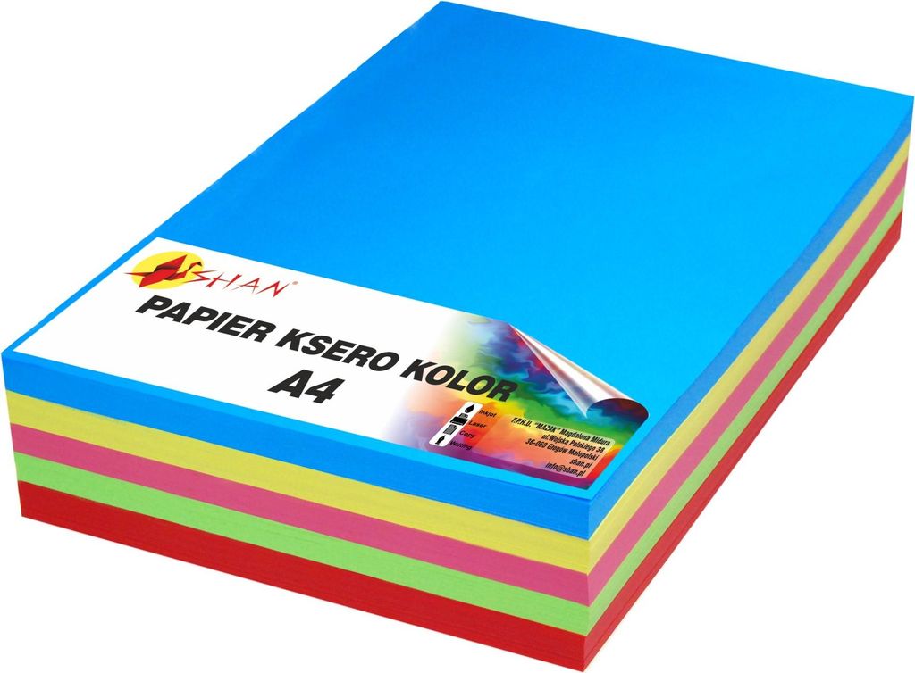 Papier kolorowy A4 500 arkuszy 5 kolorów mix intensywny Zdjęcie produktu 