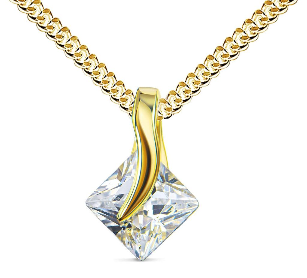 Gouden hanger, 585 goud, 14 karaat, met een zirkonia steen Productafbeelding 