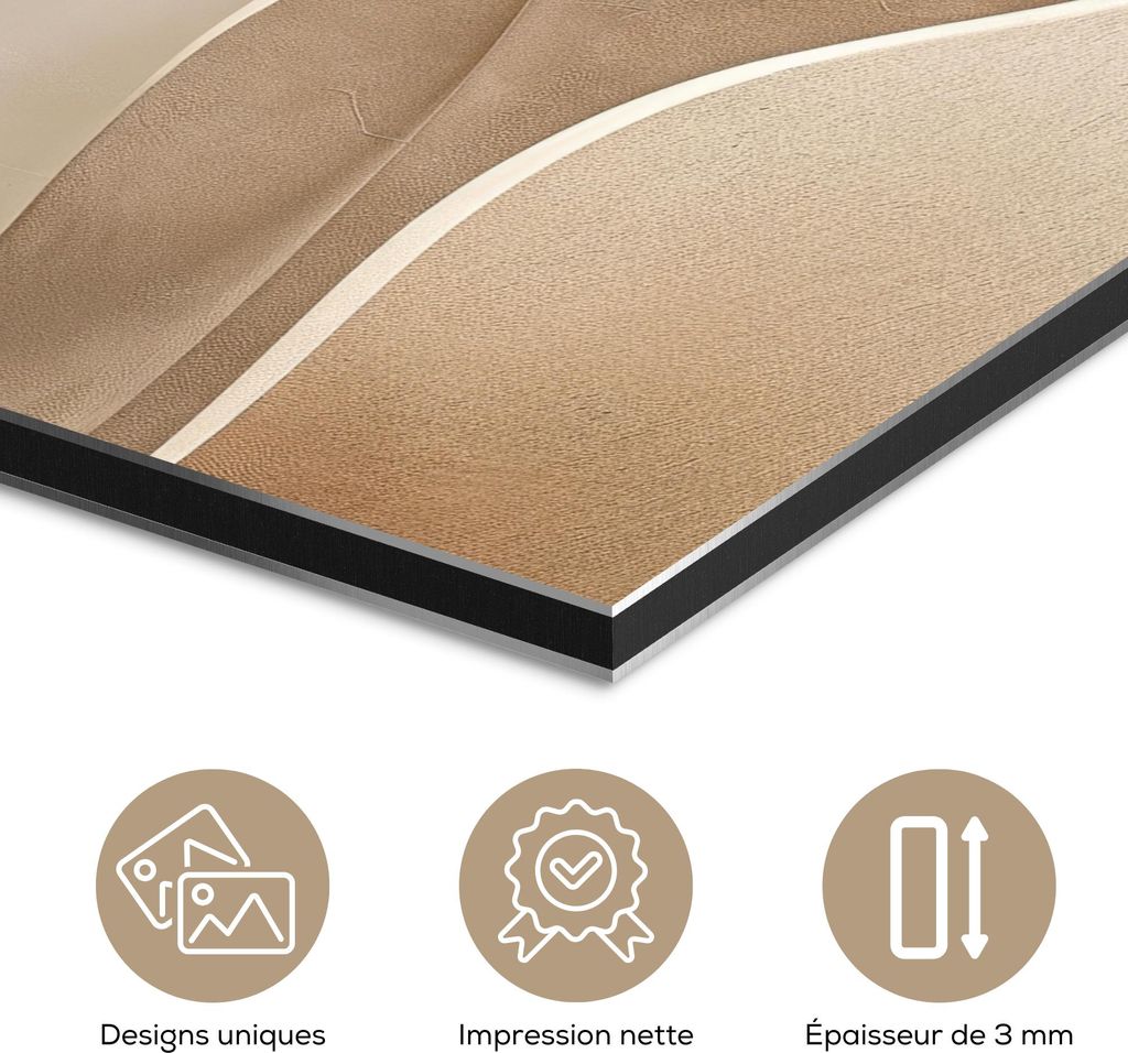 MuchoWow Wanddekoration Metall Metallbild Wandkunst 90x90 cm Beige - Natur - Abstrakt - Modern MuchoWow Aluminium Gemälde - Dekoration - Industria...