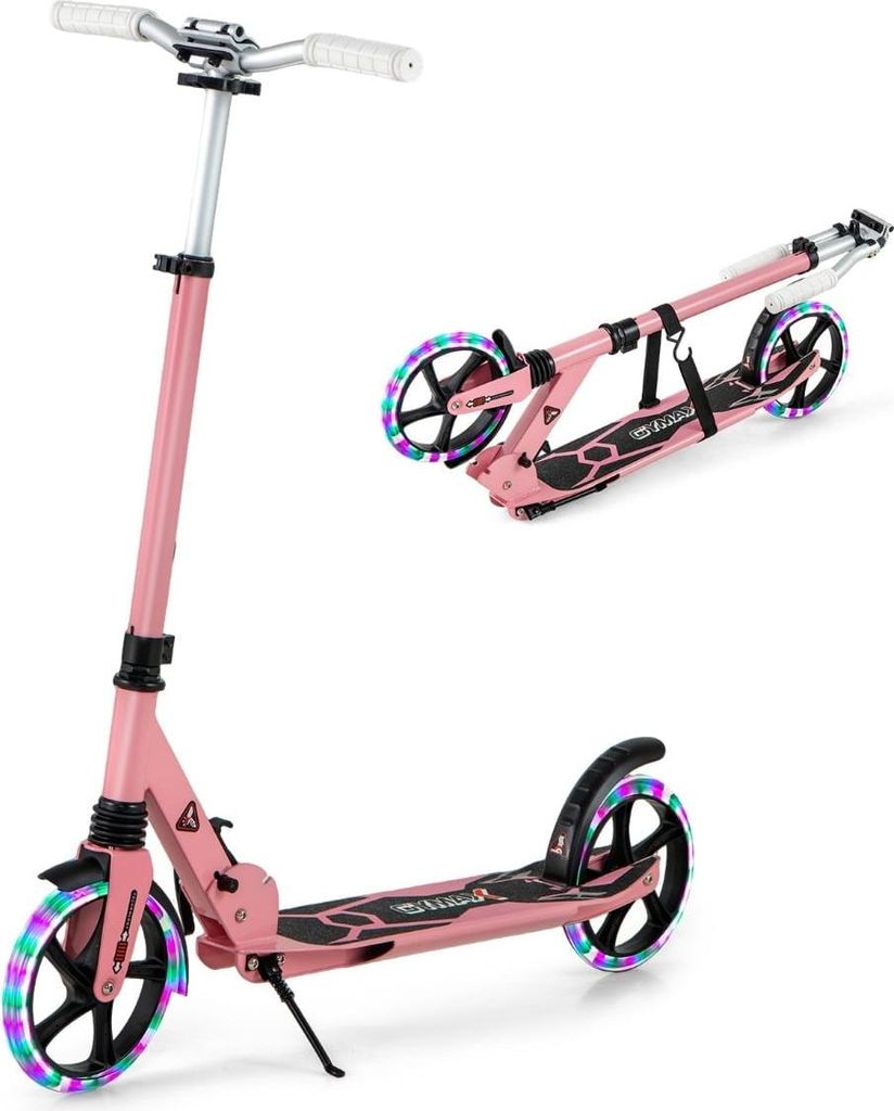 Kinder-Klapproller mit Lichtern, verstellbarem Lenker, Rosa