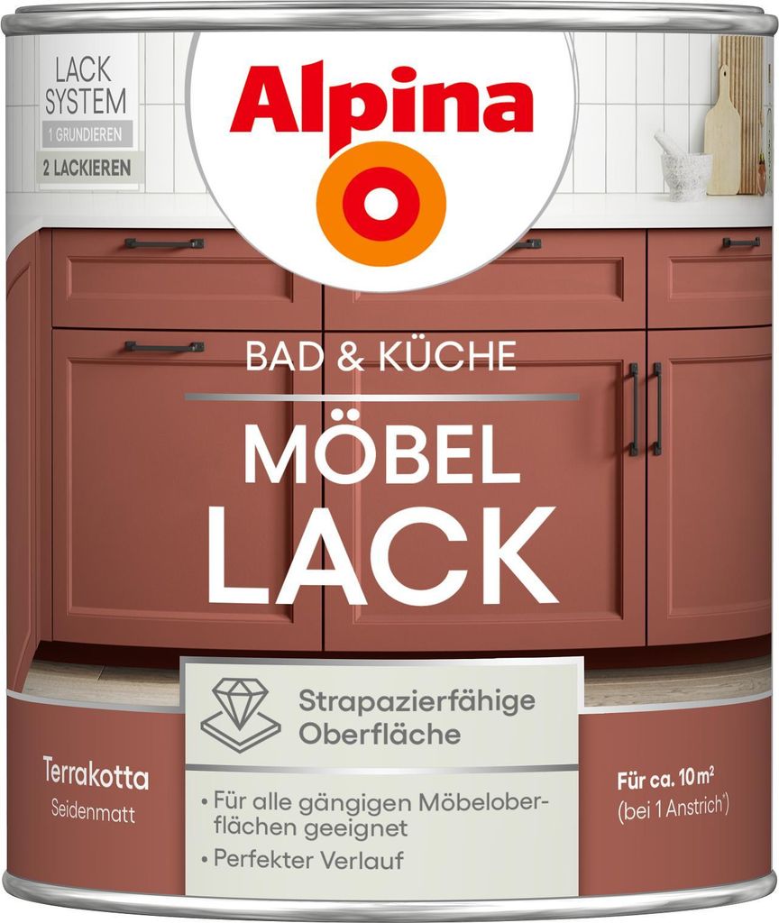 Alpina Bad & Küche Möbel-Lack Terrakotta Seidenmatt 0,75 Produktbild 