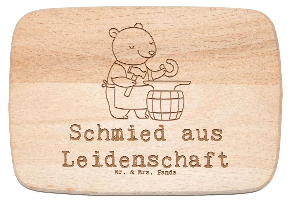 Mr. & Mrs. Panda Schneidebrett Holz Schmied Leidenschaft - Transparent - Geschenk, vesperbrett, Frühstücksbrettchen, massivholzbrett, Holzbrett, ...