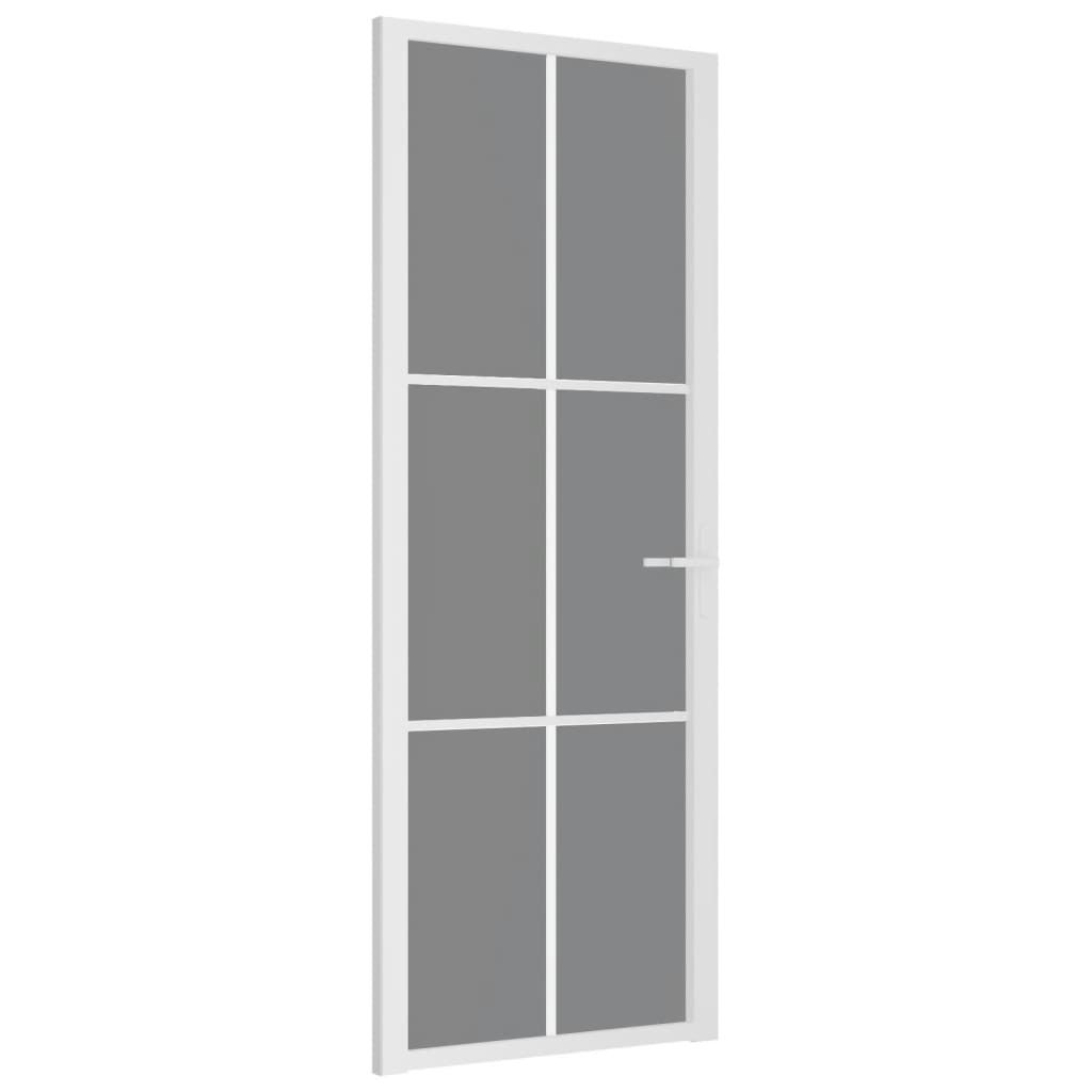 Innentür 76x201,5 cm Weiß ESG-Glas und Aluminium