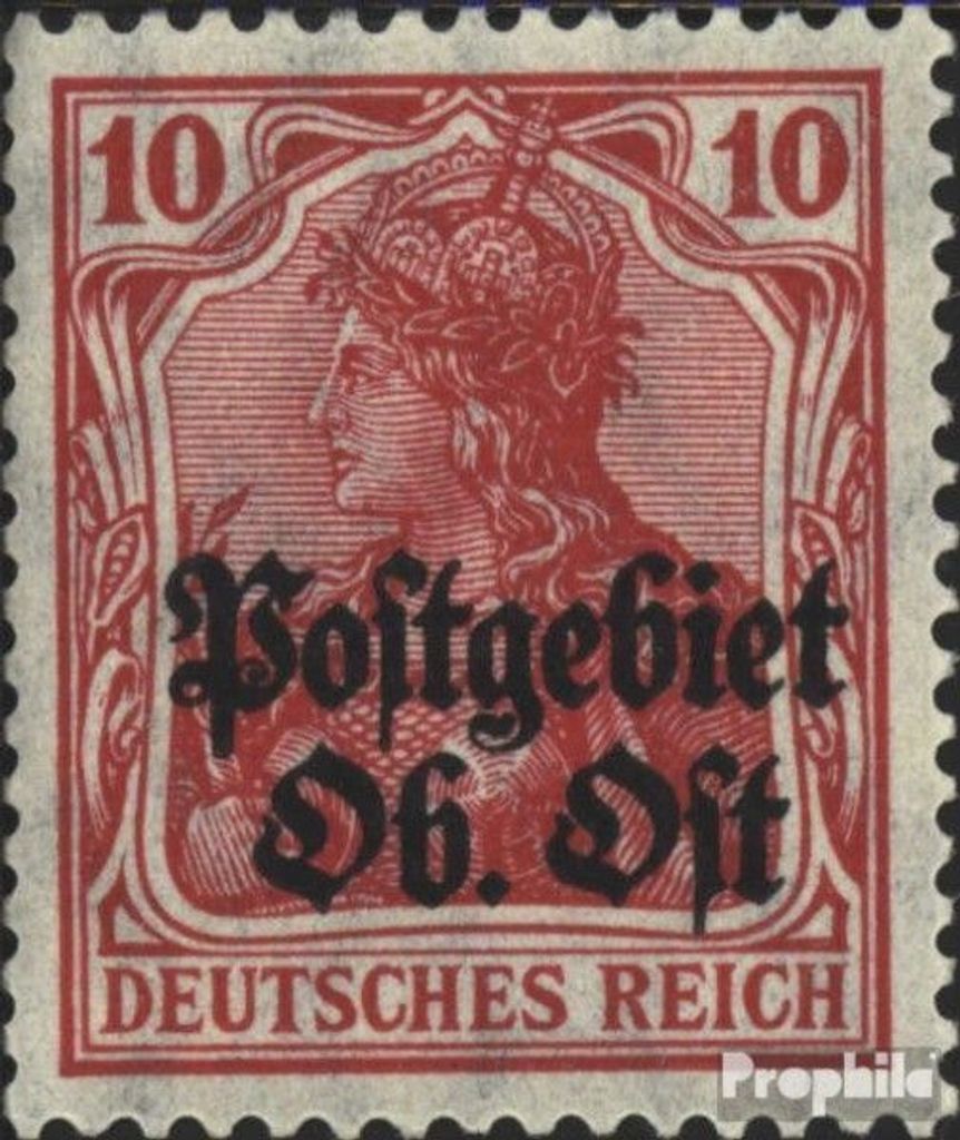 Briefmarken Postgebiet Oberbefehl Ost 1916 Mi 5 mit Falz Germania