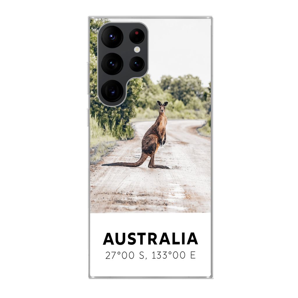 MuchoWow Handyhülle Schutzhülle Hülle für Samsung Galaxy S22 Ultra Känguru - Australien - Tiere Silikon Softcase Handy Hülle - Abbildung