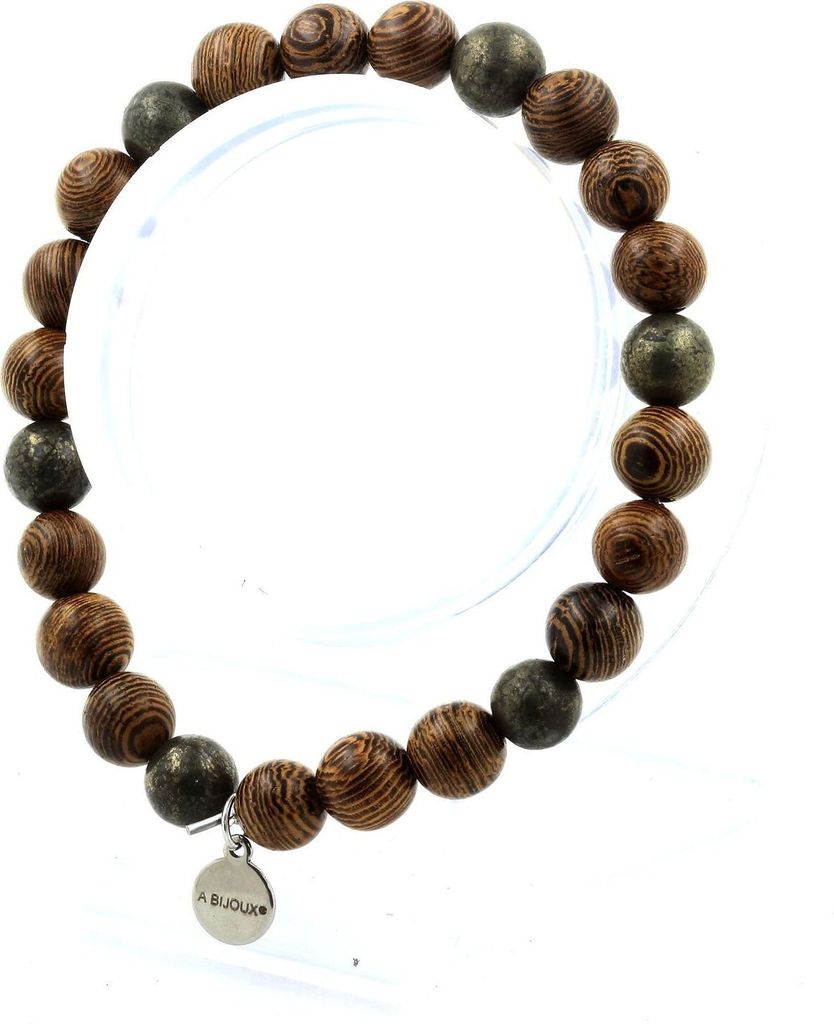 Armband Pyritperlen aus Südafrika + Holz 8 mm