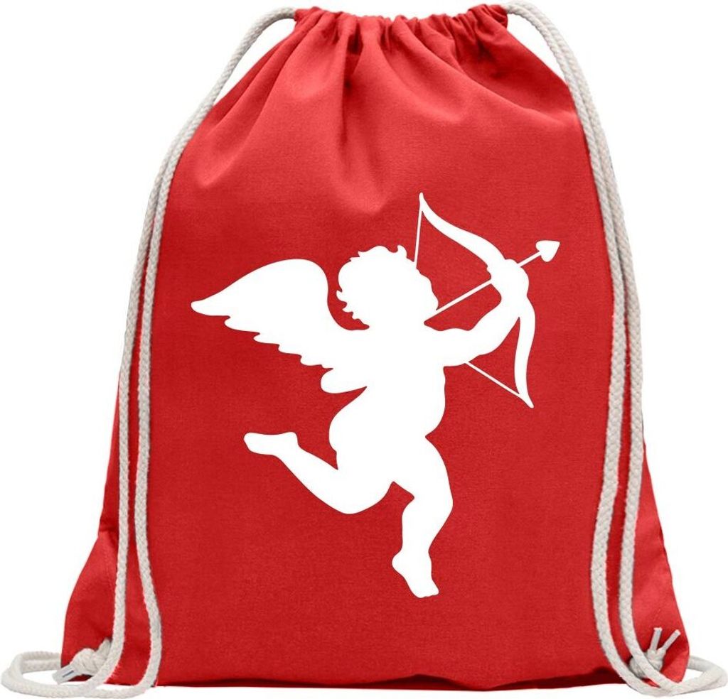 Kiwistar - Turnbeutel - rot - Engel Profil - Liebesengel - Amor - Fun Rucksack Sport Beutel Gymsack Baumwolle mit Ziehgurt