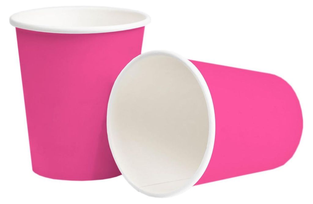 10 Pappbecher pink "uni" mit -Beschichtung
