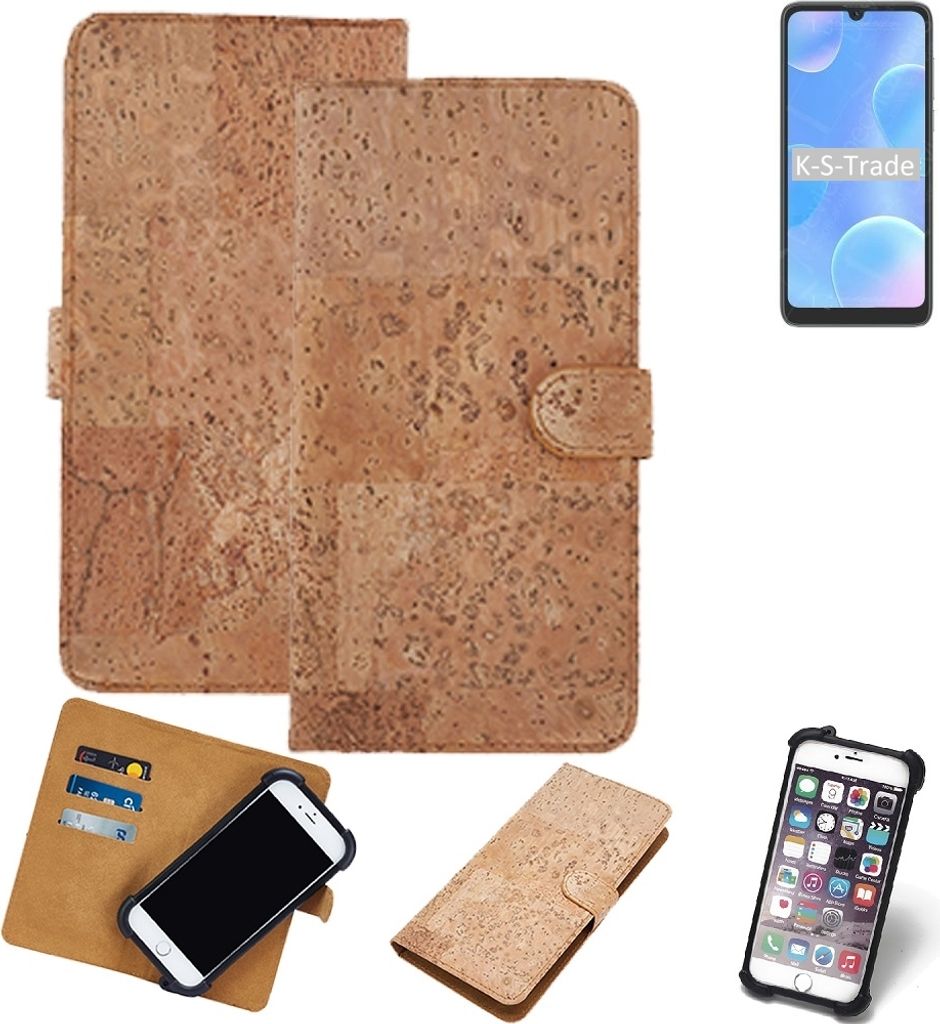 K-S-Trade Hülle kompatibel mit Blackview A50 Kork Handyhülle Cover Schutzhülle TPU Case Bumper in Hellbraun, (1x)